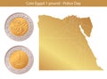 Coin Egypt 1 pound - Police Day. Royalty Free Stock Photo